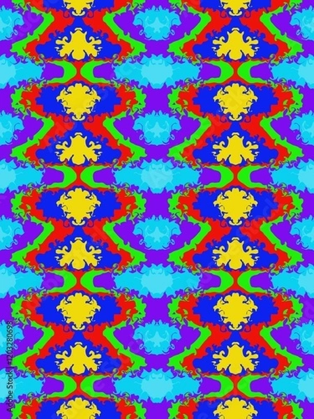 Obraz seamless pattern with colorful flowers. Multicolored abstract seamless background image alternating in waves