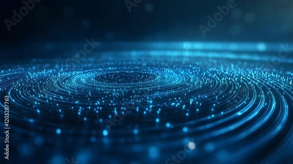 Fototapeta Abstract Blue Swirling Light Particle Data Flow