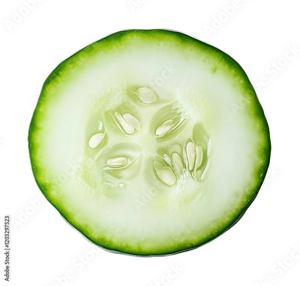 Obraz fresh cucumber slice isolated on white background 