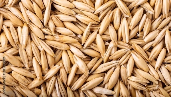 Fototapeta High-resolution close-up of raw oat grains, showcasing their natural texture and beige color, ideal for food, agriculture, or health-related projects, backgrounds