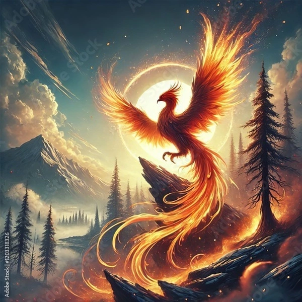Obraz Phoenix Rising from Ashes A phoenix rising from ashes representi