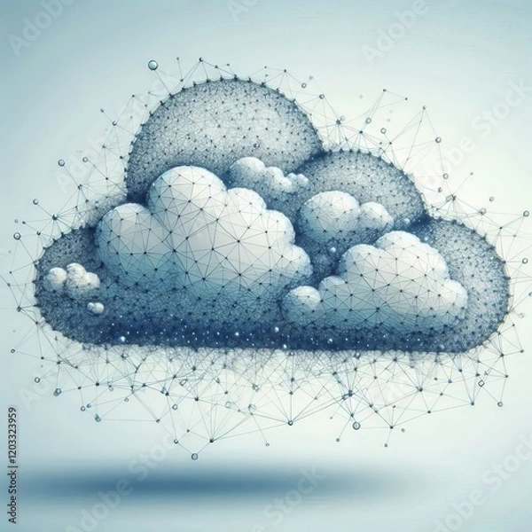 Obraz Cloud shapes created with geometric lines and polygonal forms bl