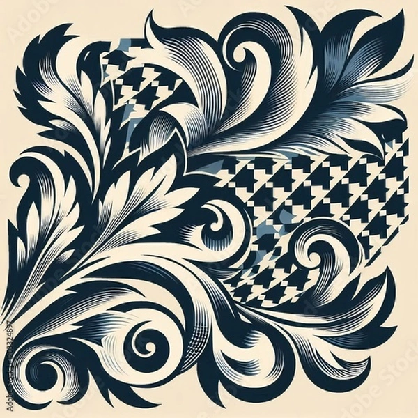 Obraz Houndstooth Abstract checkered pattern with pointed corners Eleg