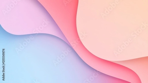 Fototapeta Soft pastel curves blending in a serene gradient background.
