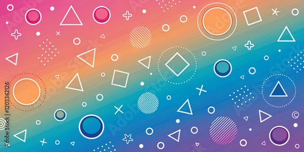 Fototapeta Geomatics gradient background with multi shapes 