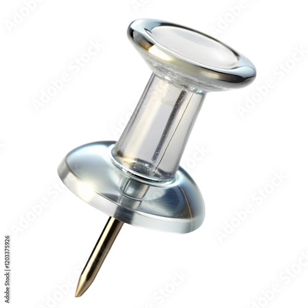 Obraz Modern Chrome Push Pin Office Stationery Supply Transparent tack tool head base gold life metal     