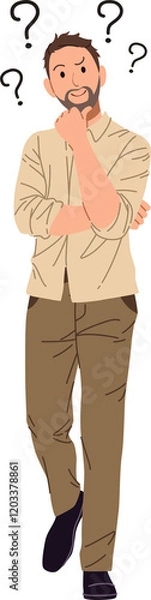 Obraz Man confuse and serious thinking illustration