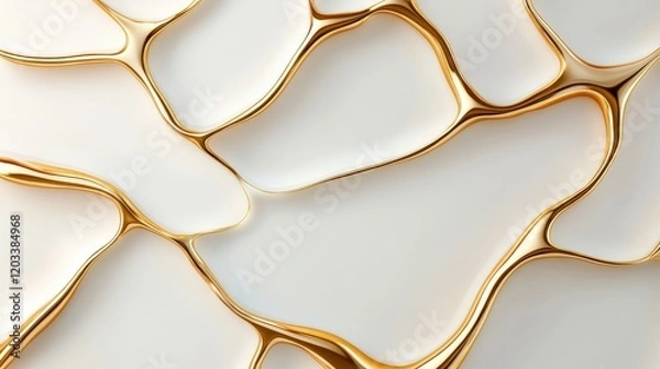 Obraz Abstract golden fluid shapes on a smooth white background with modern luxury design