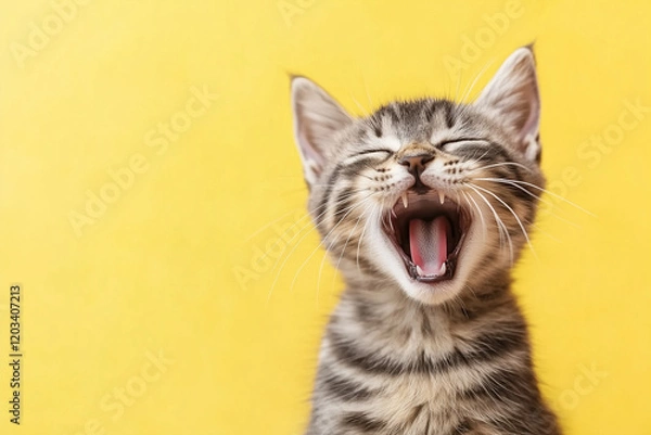 Fototapeta Cat yawning with its mouth wide open.
