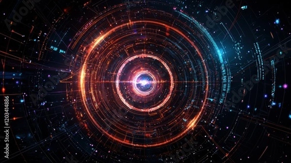 Obraz Circular design featuring numerous lights and intricate lines in a visually dynamic arrangement