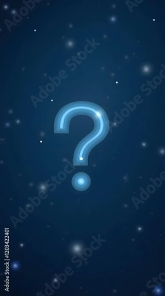 Obraz Question marks on a dark blue background with blurred lights.