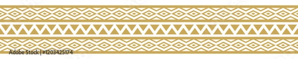 Fototapeta Gold ethnic border ornament. Geometric ethnic oriental seamless pattern. Stripe vector illustration. Native American Mexican African Indian tribal. Design border, textile, fabric, clothing, carpet.