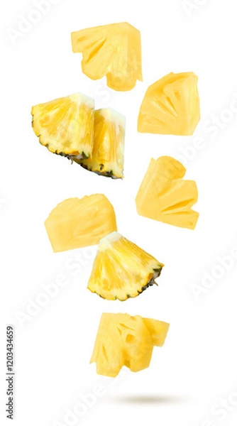 Fototapeta Pineapple slice chips isolated on white