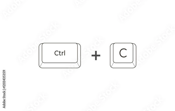 Fototapeta Crtl + C keyboard shortcuts in flat style
