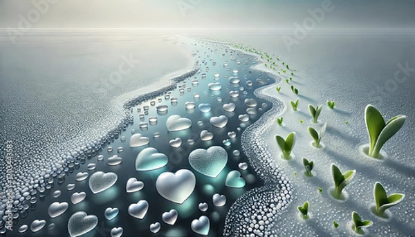 Fototapeta バレンタインの愛と感謝を象徴する背景画像.
結婚式やプロポーズのイメージに最適.
空間を活かしたエレガントな背景.
特別な日のための温かなデザイン.
ハートと自然が融合したデザイン.
カード、招待状、ウェルカムボードに最適化したデザイン.
記念日を彩る特別なデザイン.
generated by AI.
