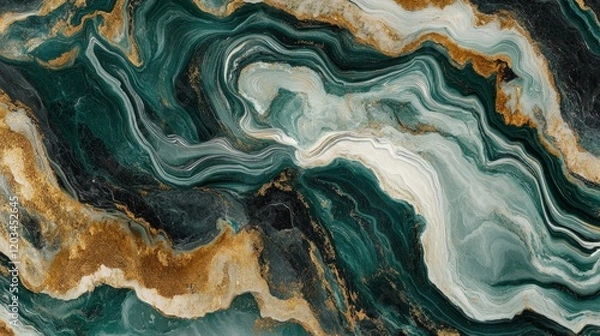 Fototapeta Elegant Green and Gold Abstract Marble Texture Background