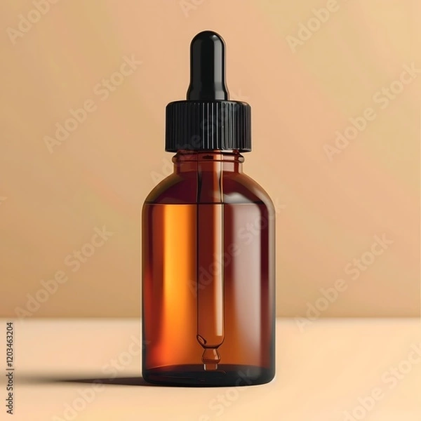 Fototapeta Sleek Amber Bottle with Dropper for Liquid Vitamins and Supplements