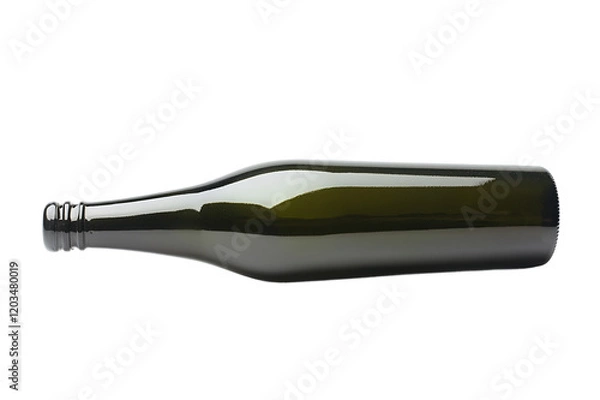 Fototapeta A glass wine bottle with no cap isolated on transparent background