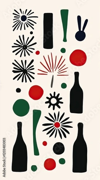 Fototapeta Abstract Modern Art with Geometric Shapes and Bold Colors in a Minimalist Style on a Light Background