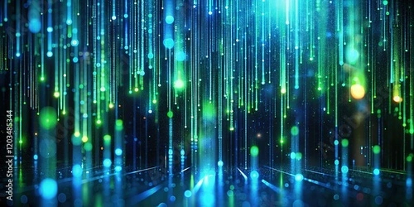 Fototapeta Abstract Binary Code Background: Glitch Effect, Hacker Theme, Digital Data Stream, Tech Hackathon