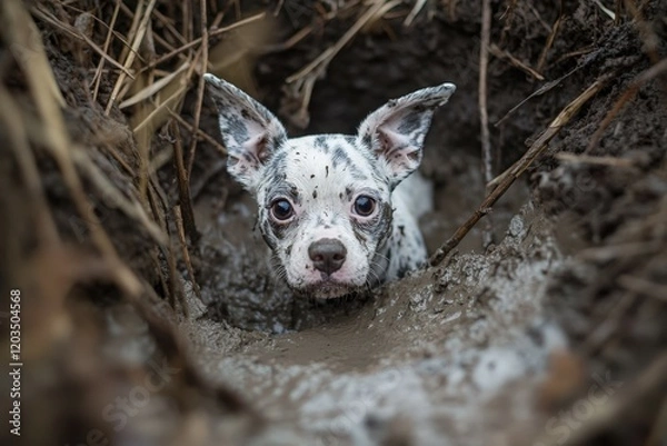 Obraz a Dalmatian running in a side view, PNG,  isolated and transparent Pet-themed, photorealistic illustration. Generative ai. Beautiful simple AI generated image