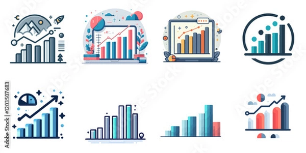 Obraz bar chart set illustration
