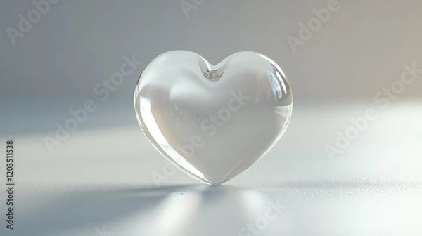 Fototapeta Clean white background with a minimal, transparent heart icon near the bottom