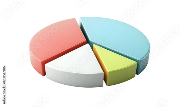 Fototapeta 3D pie chart data analysis presentation infographic