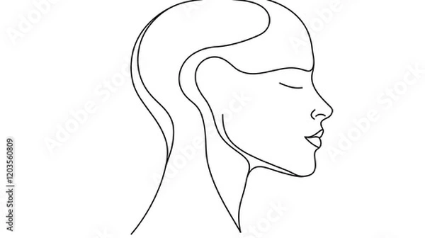 Fototapeta A woman's head with a very thin line drawn around it. generated using AI