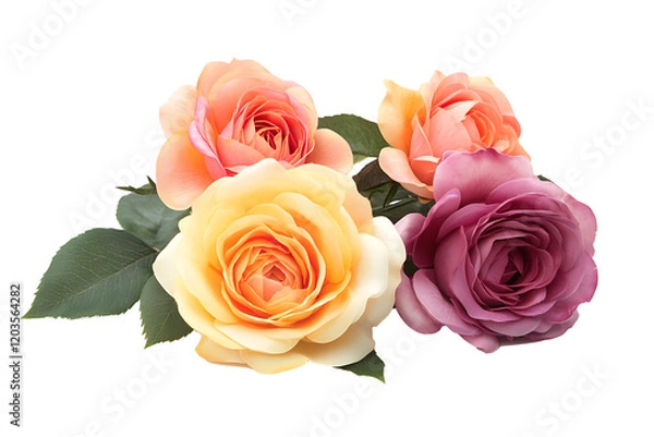 Fototapeta bouquet of roses isolated on white background PNG.AI GENERATED