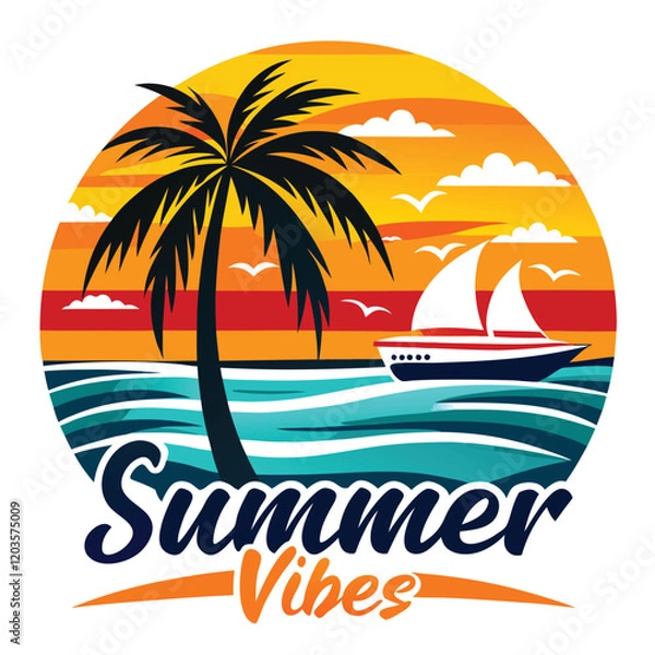 Fototapeta SUMMER VIBES TSHIRT DESIGN, SUMMER SURFING TSHIRT DESIGN