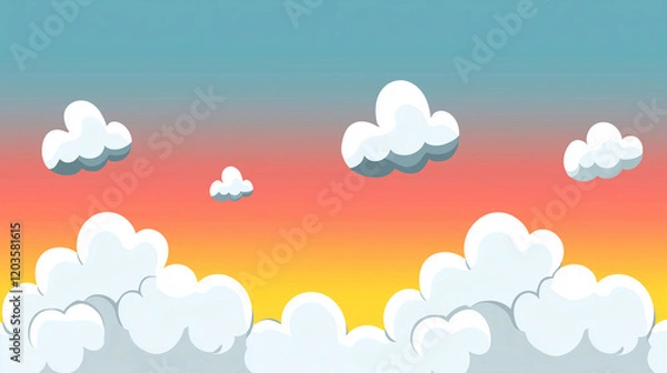 Obraz Clouds and Sunset Sky Over Horizon