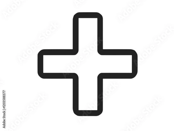 Fototapeta Plus sign illustration in minimalistic style on white background with copy space
