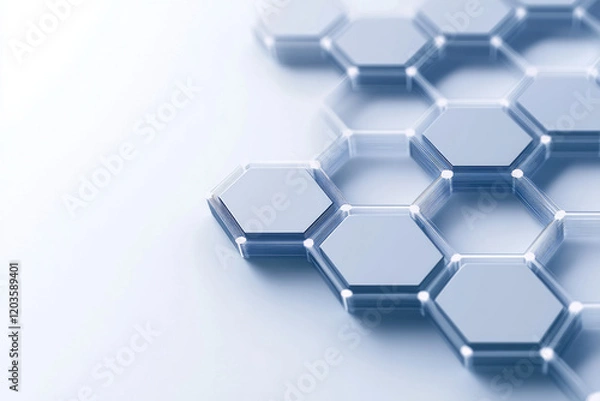 Fototapeta A creative hexagonal grid pattern with varying line thicknesses, forming an intricate molecular structure on a white canvas,