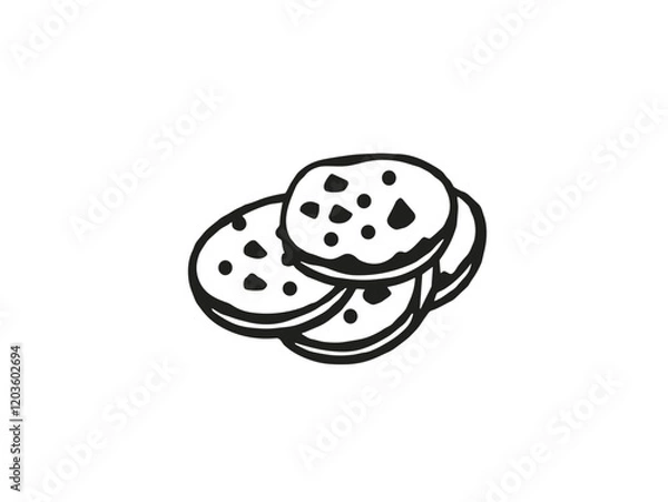 Fototapeta Cookies illustration in minimalistic style on white background with copy space
