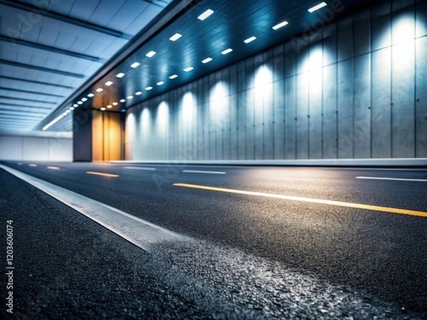 Fototapeta Dark Street Leading to Minimalist Studio Product Display Background - Stock Photo