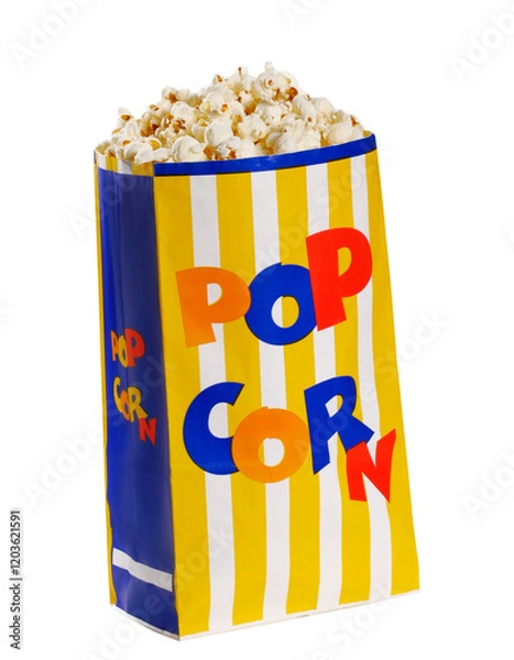 Fototapeta Popcorn bag isolated on transparent layered background