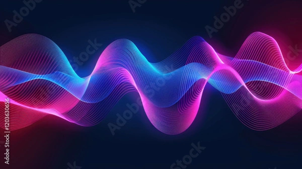 Fototapeta Colorful sound waves in vibrant pink and blue tones create dynamic visual representation of audio frequencies, evoking sense of energy and movement