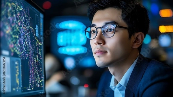 Fototapeta Analyzing data insights office image of a professional modern environment