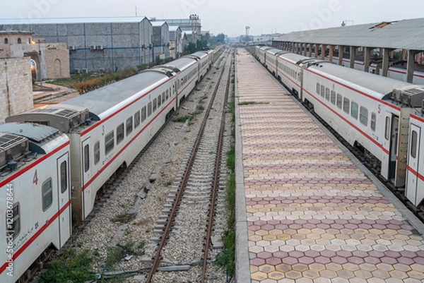 Fototapeta Basra railway station, Train traffic between Baghdad and Basra, Iraq