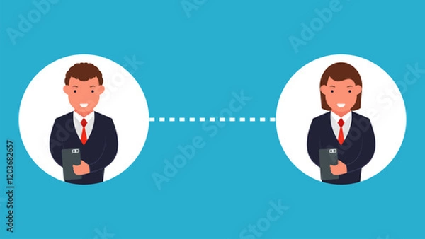 Obraz Virtual Online Communication Business Illustration Graphic Vector Style. Character Concept Under Discussion