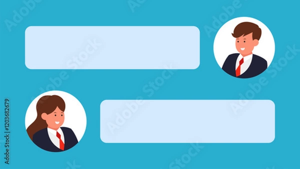 Obraz Virtual Online Communication Business Illustration Graphic Vector Style. Character Concept Under Discussion