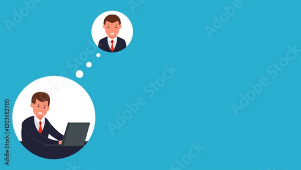 Obraz Virtual Online Communication Business Illustration Graphic Vector Style. Character Concept Under Discussion