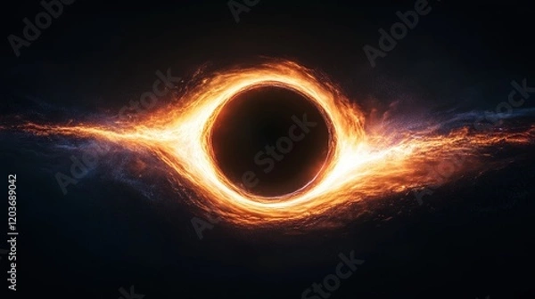 Fototapeta Cosmic Phenomenon of Black Hole Surrounded by Fiery Energy Waves