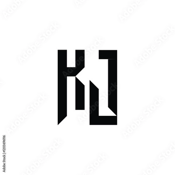 Obraz KJ monogram logo design letter text name symbol monochrome logotype alphabet character simple logo