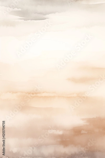 Obraz Neutral watercolor texture. Beige and brown minimalist digital paper. Generative AI.