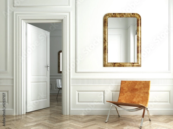 Obraz classic white interior whit mirrors