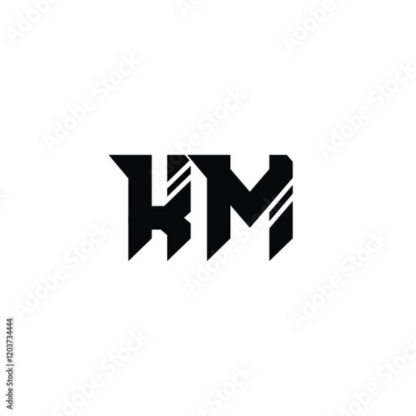 Fototapeta KM monogram logo design letter text name symbol monochrome logotype alphabet character simple logo