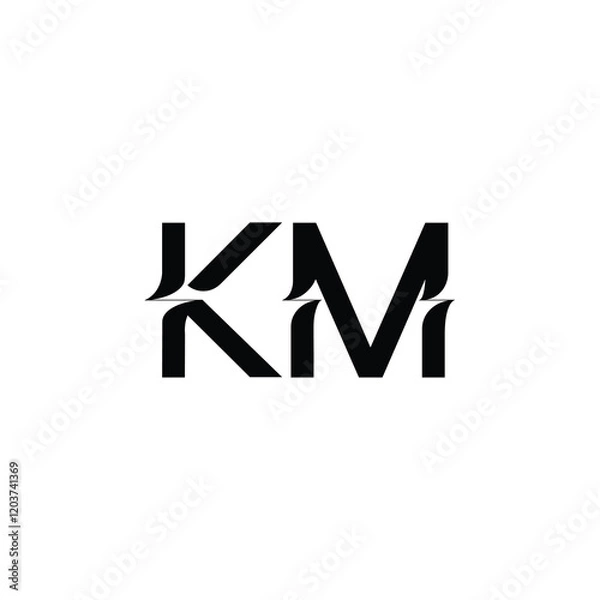 Fototapeta KM monogram logo design letter text name symbol monochrome logotype alphabet character simple logo