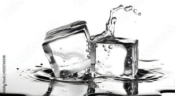 Obraz One melting ice cube white white background